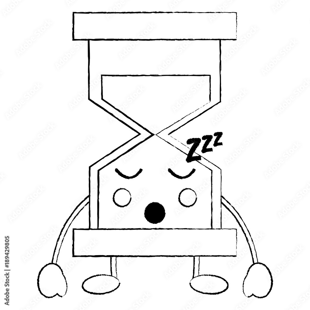 hourglass sleeping kawaii icon image vector illustration design black sketch line hourglass sleeping kawaii icon image vector illustration design black sketch line