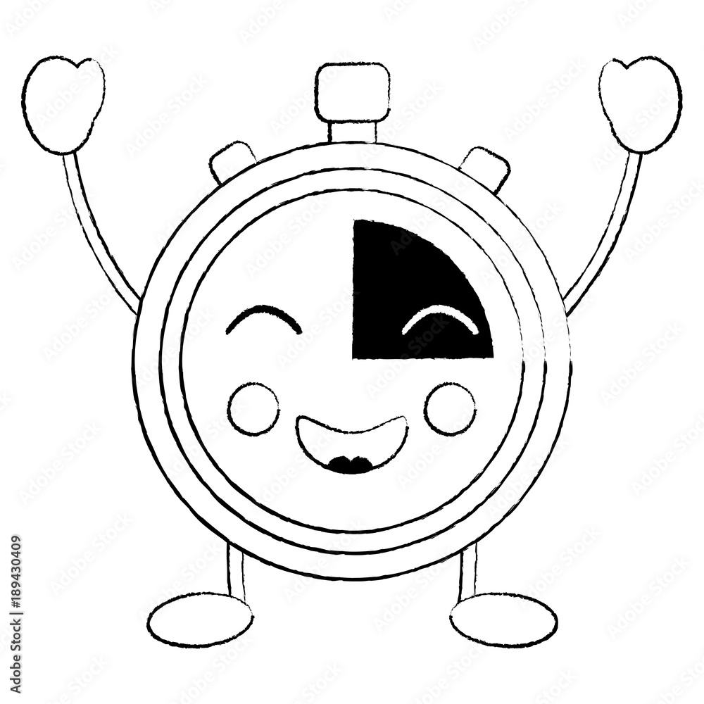 happy chronometer kawaii icon image vector illustration design  black sketch line