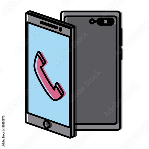 Smartphone frontview and backview icon vector illustration graphic design