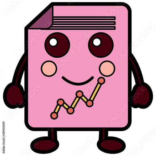 document sheet graph kawaii cartoon vector illustration