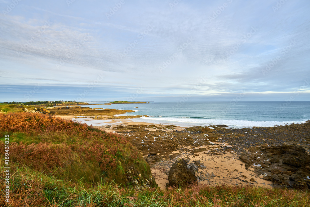 seaside of Pointe de la Garde Guérin and beautiful view on emerald coast, near Saint-briac sur mec , Brittany, France
