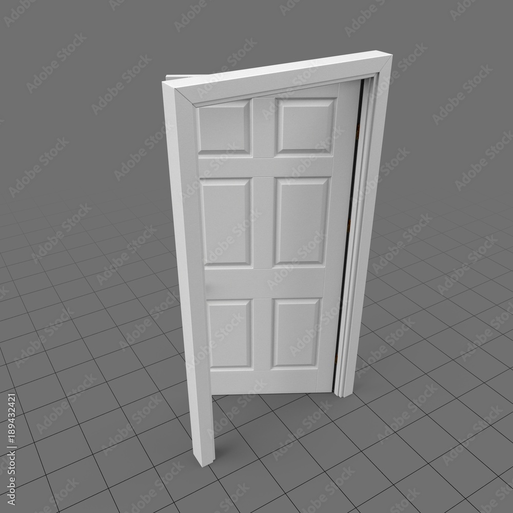 Ajar door with round doorknob Stock 3D asset Adobe Stock