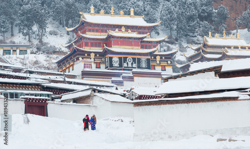 the landscape of Langmusi Temple in Sichuan, China