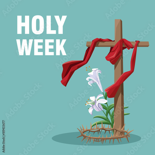 Holy week catholic tradition icon vector illustration graphic design