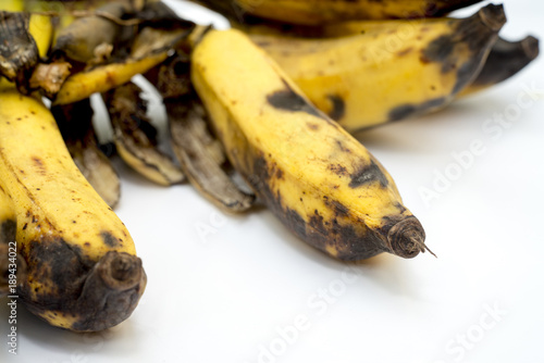 Banana wilt on white background.