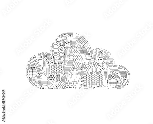 Cloud computing technology with circuit pattern vector illustration