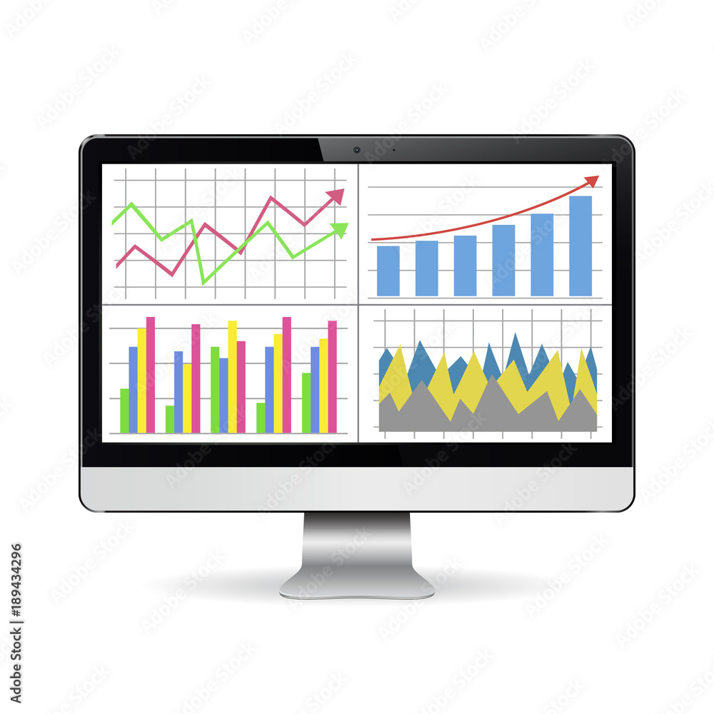 Computer screen with financial charts and graphs Computer screen with financial charts and graphs
