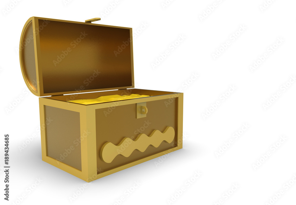 Chest of gold on white background. 3D rendering Chest of gold on white background. 3D rendering