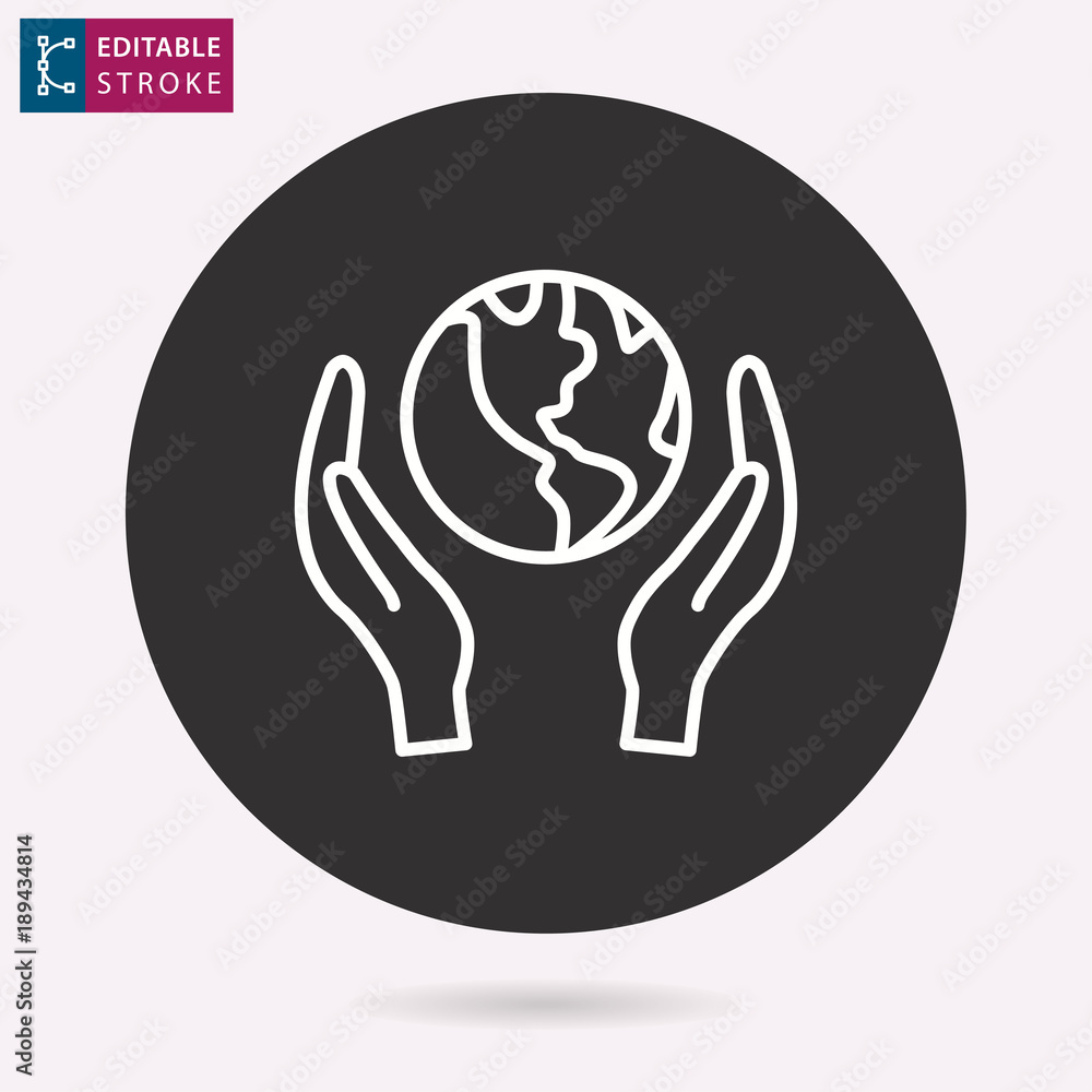 Globe line vector icon. Editable stroke.