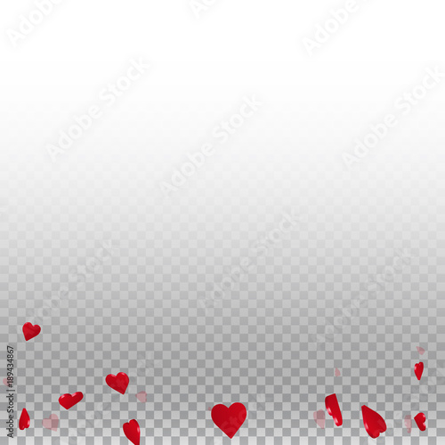 3d hearts valentine background. Abstract bottom on transparent grid light background. 3d hearts valentines day admirable design. Vector illustration.
