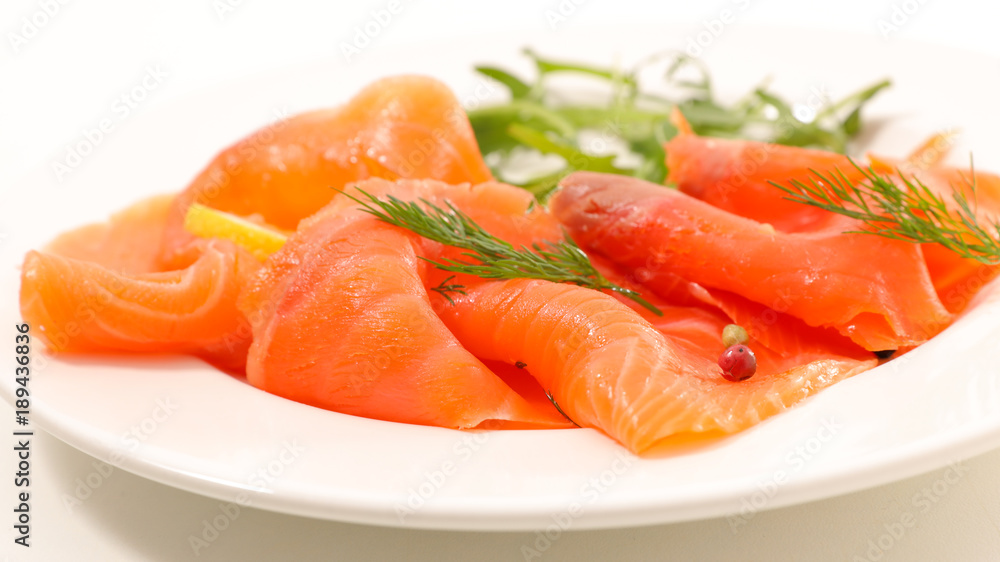 smoked salmon slices and dill smoked salmon slices and dill