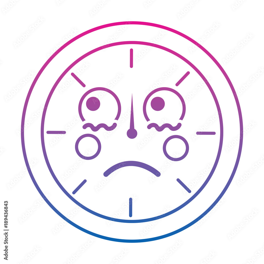 Obraz premium sad clock kawaii icon image vector illustration design purple to blue ombre line