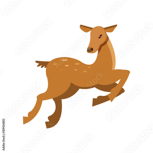 Spotted fallow roe deer jumping  wild animal cartoon vector Illustration