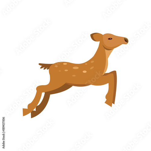 Fallow sika roe deer jumping  wild animal cartoon vector Illustration