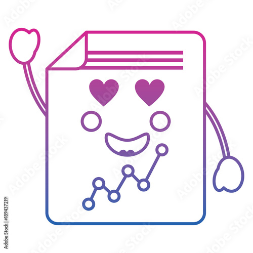 document sheet graph kawaii cartoon vector illustration color line gradient