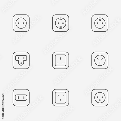 Electric outlet line icons.