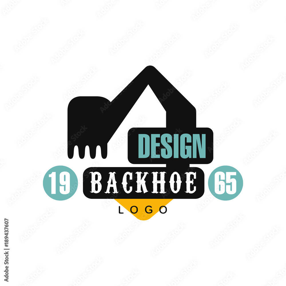 Backhoe logo design, estd 1965, excavator equipment service label ...