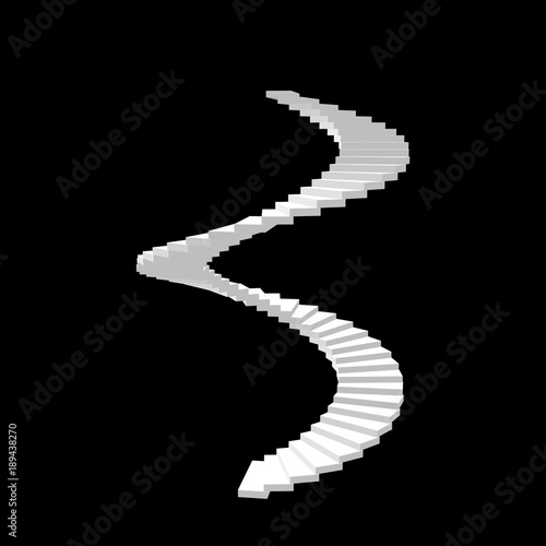 Spiral staircase. Isolated on black background.3d Vector illustration.