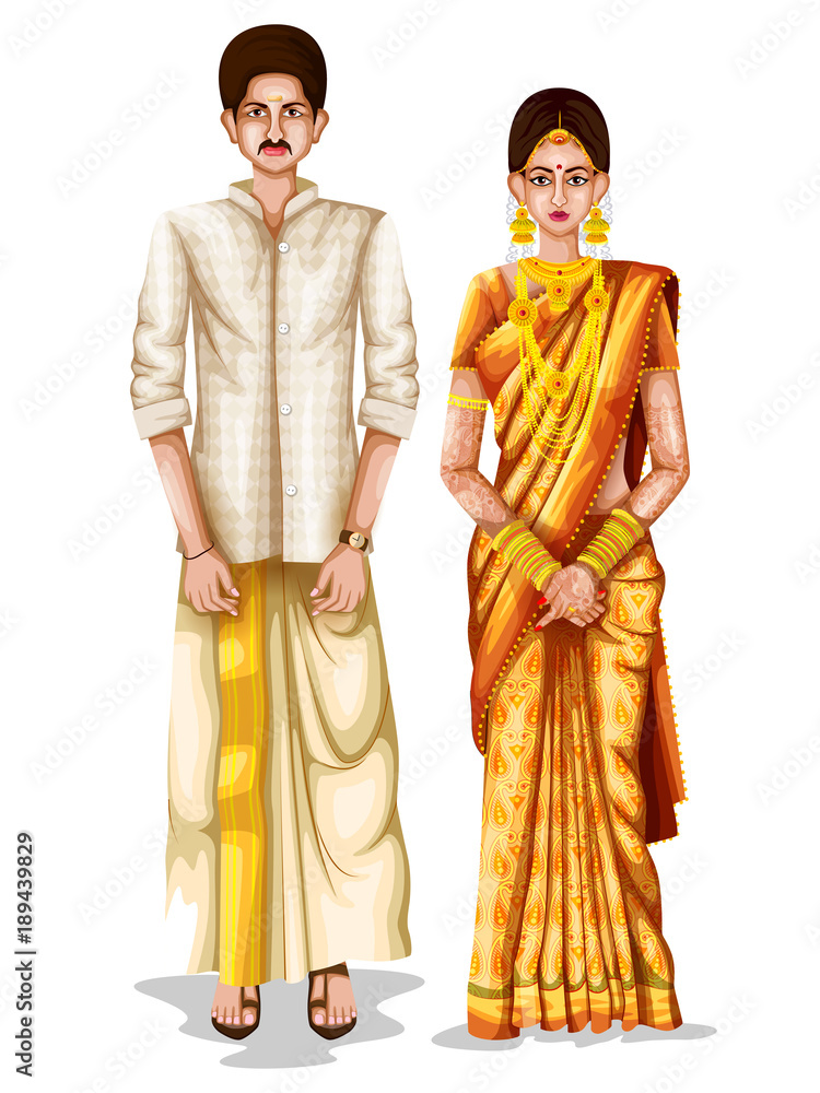 Keralite Wedding Couple In Traditional Costume Of Kerala India Stock keralite-wedding-couple-in-traditional-costume-of-kerala-india-stock