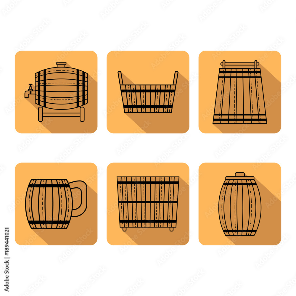 Barrel products. Vector illustration. Flat objects isolated