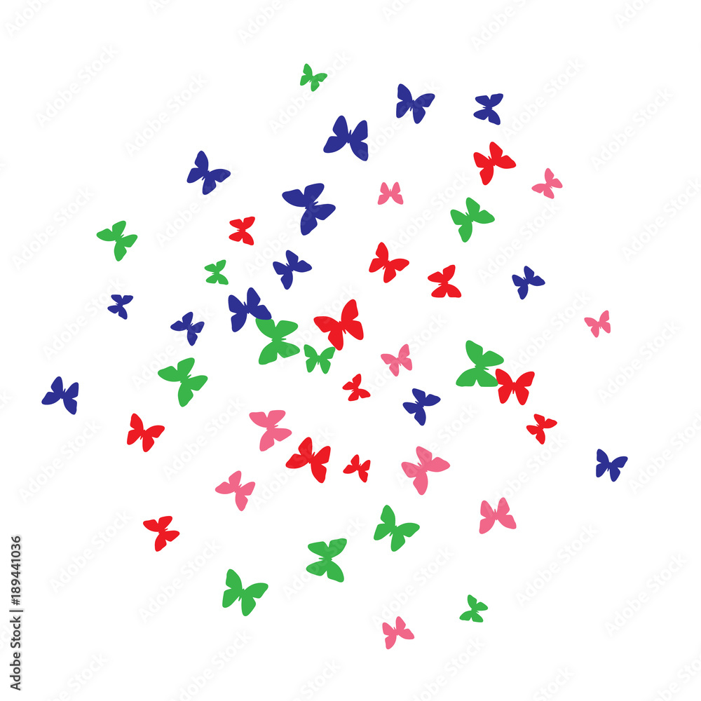 Spring Background with Colorful Butterflies. Simple Feminine Pattern for Card, Invitation, Print. Trendy Decoration with Beautiful Butterfly Silhouettes. Vector Background with Moth Spring Background with Colorful Butterflies. Simple Feminine Pattern for Card, Invitation, Print. Trendy Decoration with Beautiful Butterfly Silhouettes. Vector Background with Moth