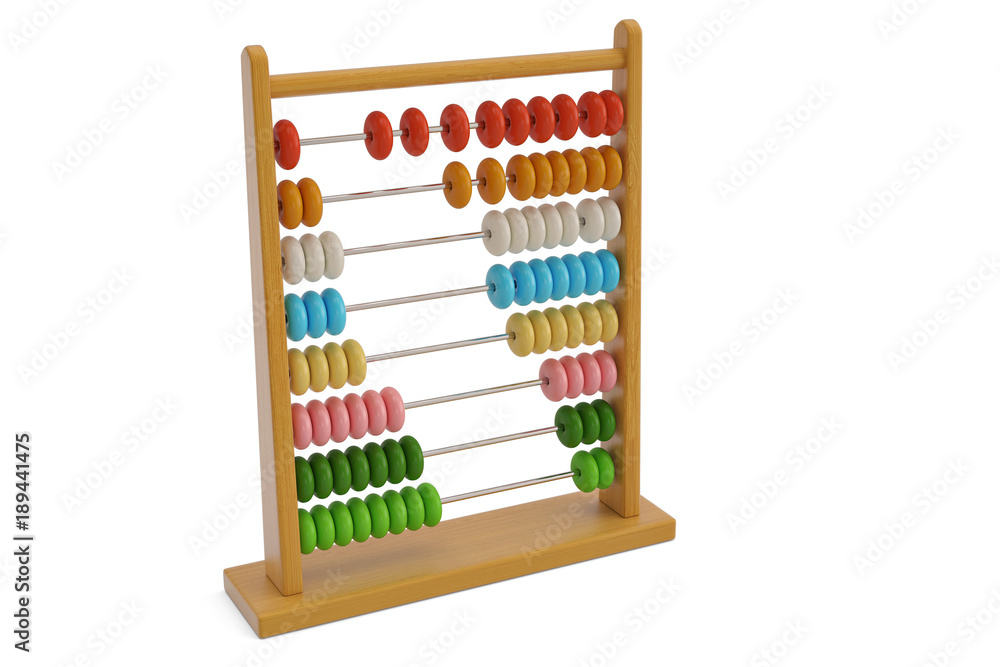 Wooden abacus isolated on white background 3D illustration. Wooden abacus isolated on white background 3D illustration.