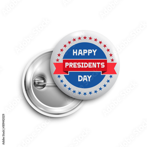 Presidents day button,badge,banner isolated with red ribbon