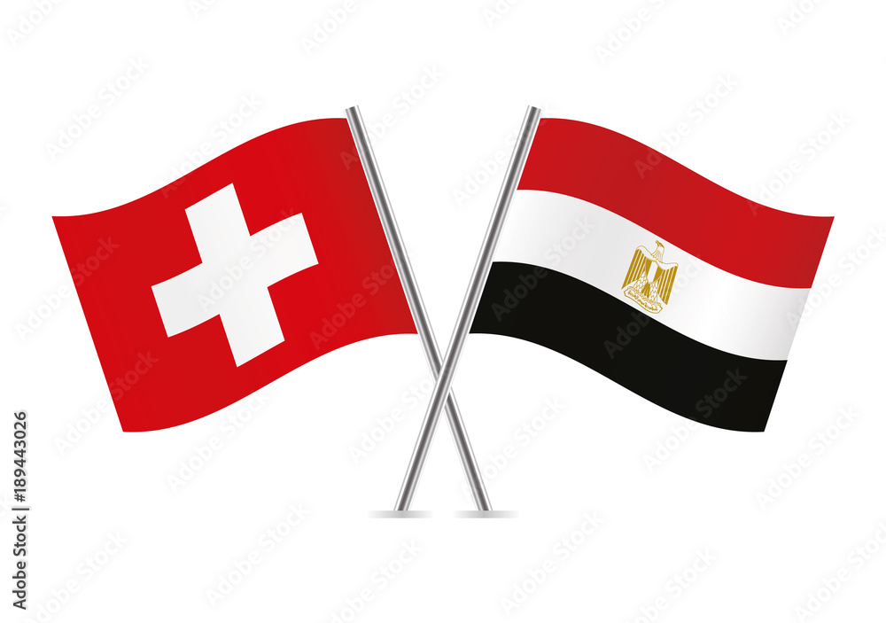 Switzerland and Egypt flags. Vector illustration.