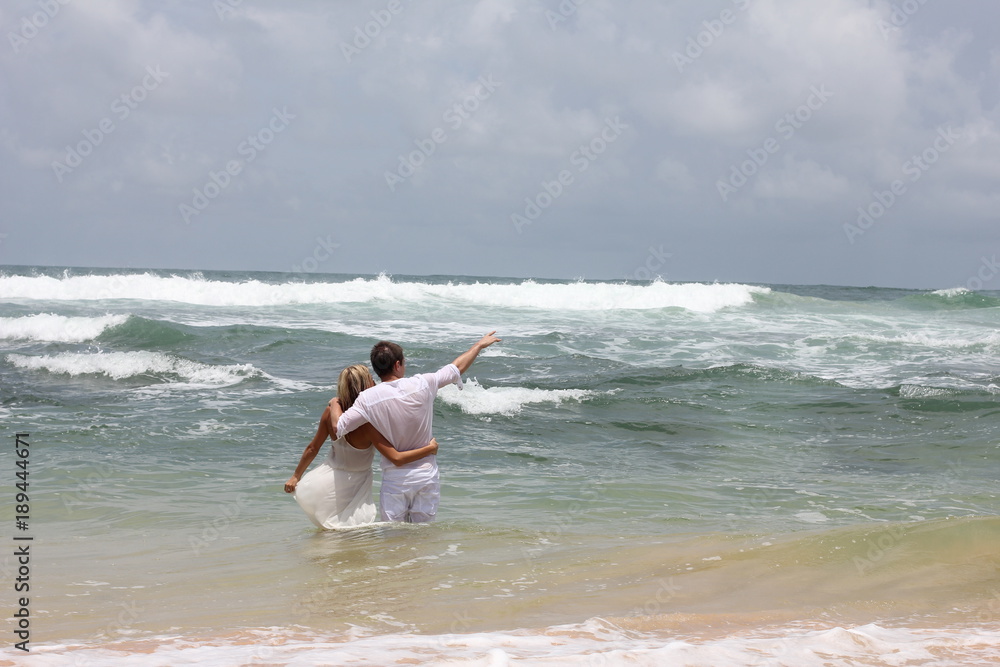 honeymoon.couple on the beach. family vacation honeymoon.couple on the beach. family vacation