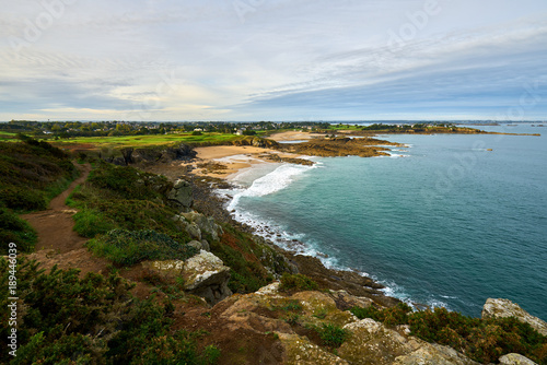 seaside of Pointe de la Garde Guérin and beautiful view on emerald coast, near Saint-briac sur mec , Brittany, France 