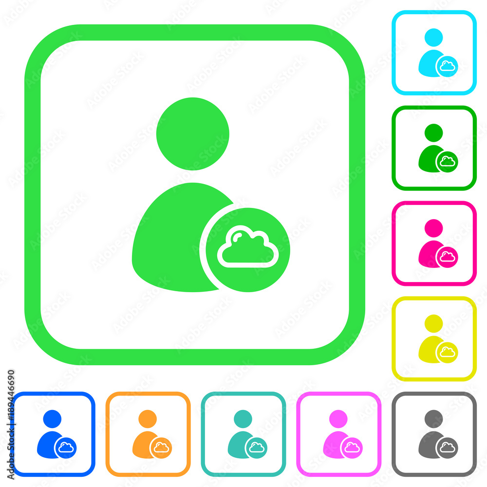 Cloud user account management vivid colored flat icons Cloud user account management vivid colored flat icons