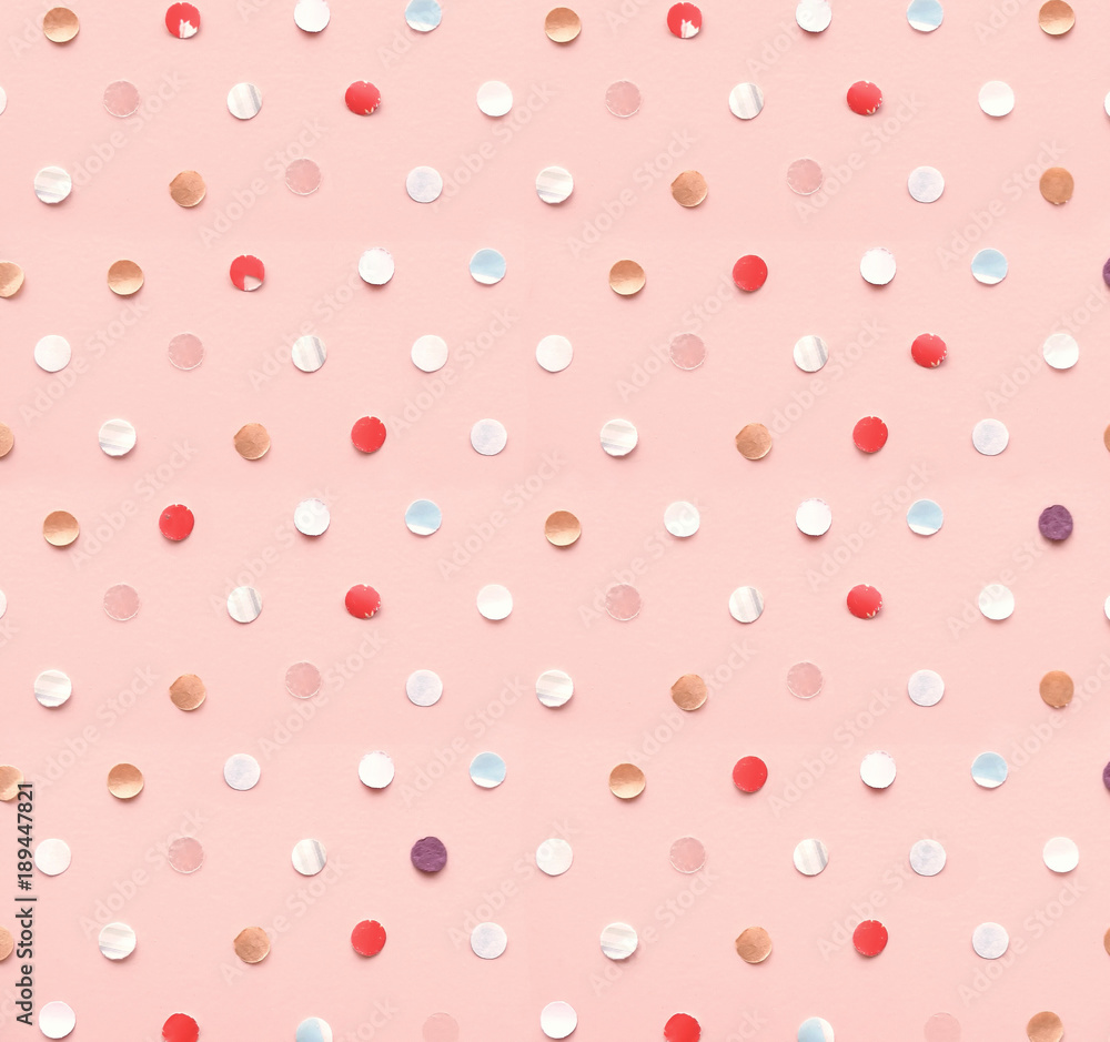 Polka dot pattern made of confetti - obrazy, fototapety, plakaty 