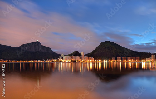 Spectacular aerial view of Rio de Janeiro at night.