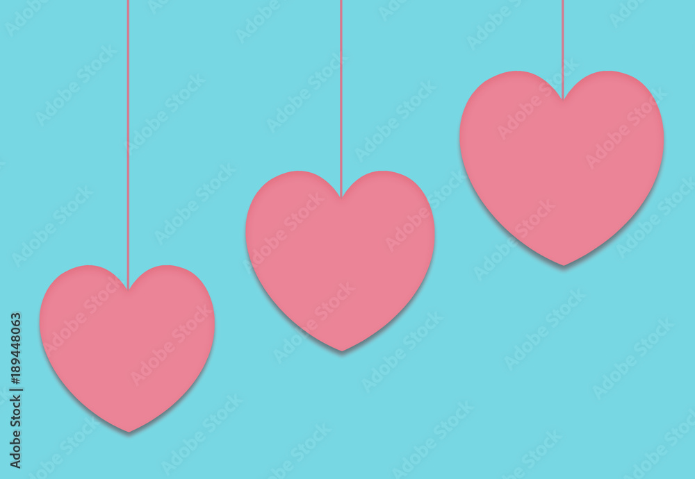 Valentines heart concept in pastel color with copy space for congratulations in a minimalist style.