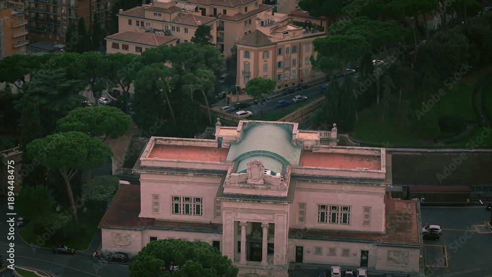 Obraz premium Top view of Vatican and Rome cityscape, sunset time