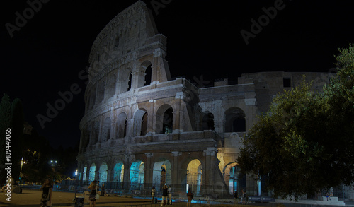Colosseum illuminated in night ,Rome, Italy.