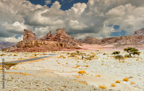 Geological formations in nature desert park of Timna, it is located 25 km nor...