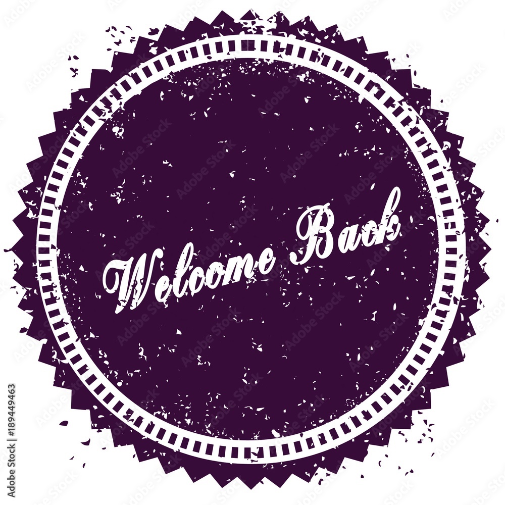 Purple WELCOME BACK distressed stamp