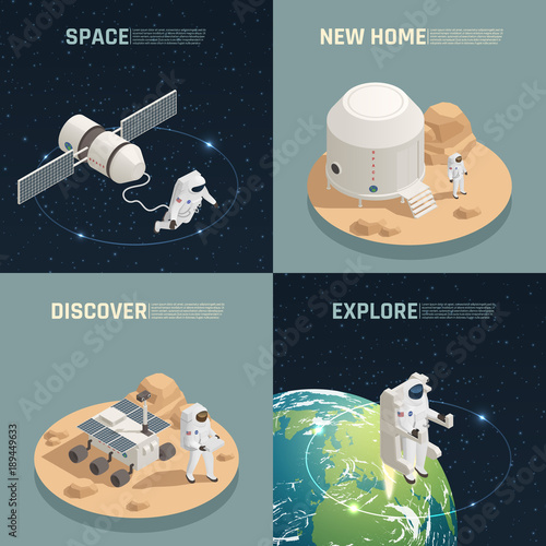 Space Exploration 4 Isometric Icons 