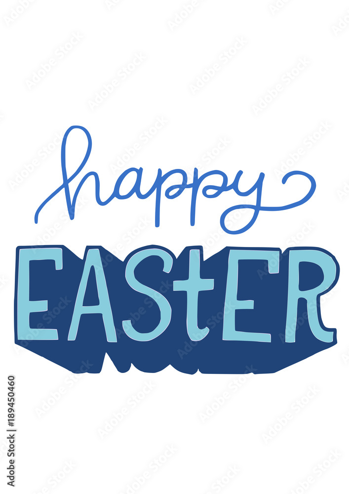 Happy Easter blue handwritten lettering Happy Easter blue handwritten lettering