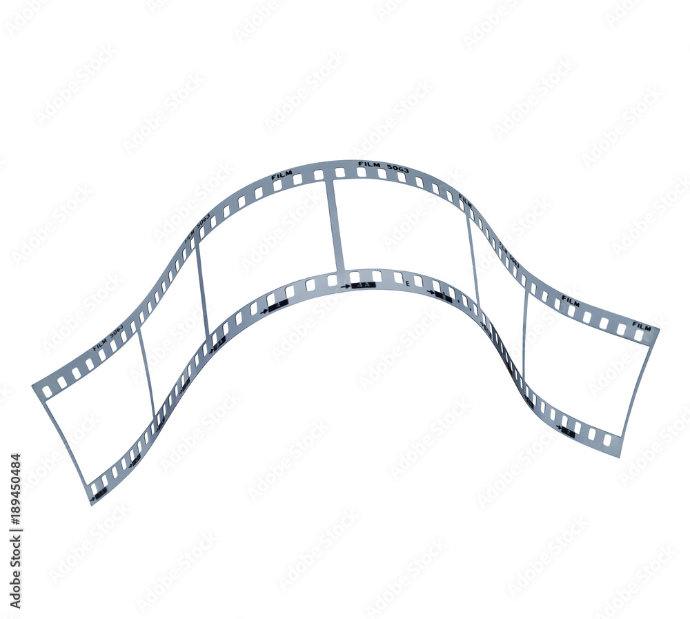 Fototapeta premium Film strip isolated on white background. Clipping path in exterior strip, inside frames and perforations