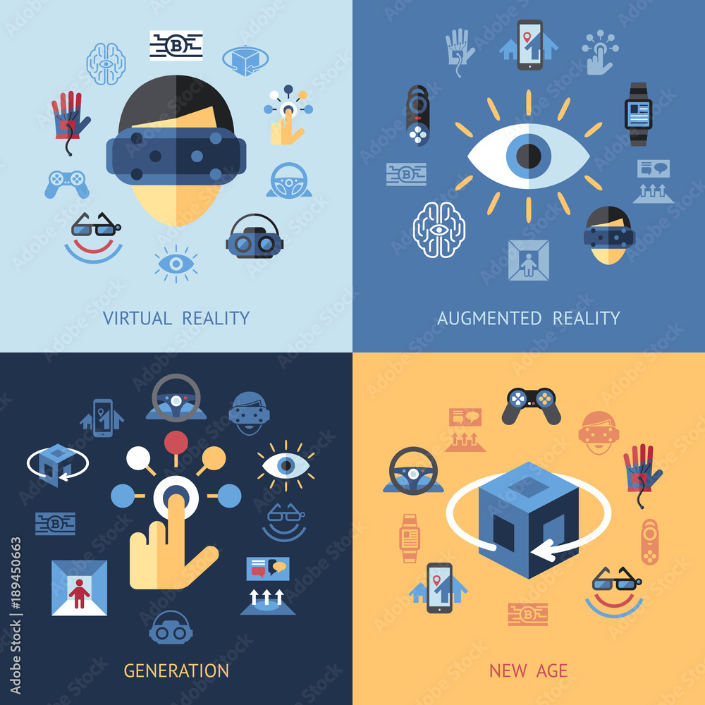 Digital vector virtual augmented reality set Digital vector virtual augmented reality set