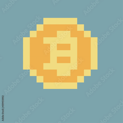  Bitcoin symbol with 16 bit style