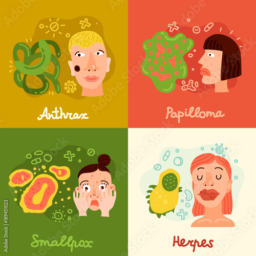 Human Viruses Concept Icons Set