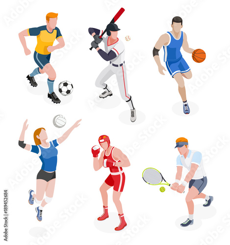 Group of sports people. Vector illustrations.