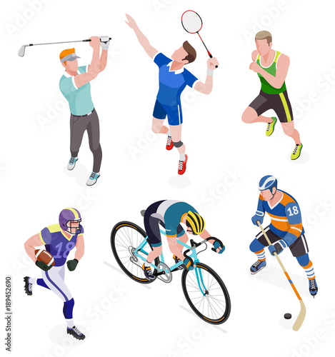 Group of sports people. Vector illustrations.