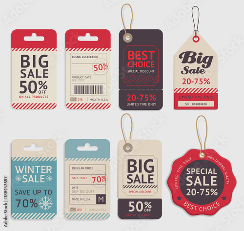 Price tags label design set. Vector illustration.