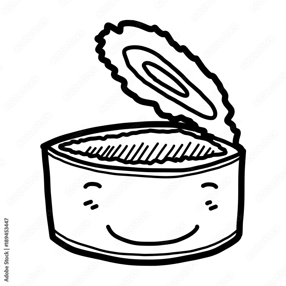 smile tin can / cartoon vector and illustration, black and white, hand  drawn, sketch style, isolated on white background. Stock Vector | Adobe  Stock