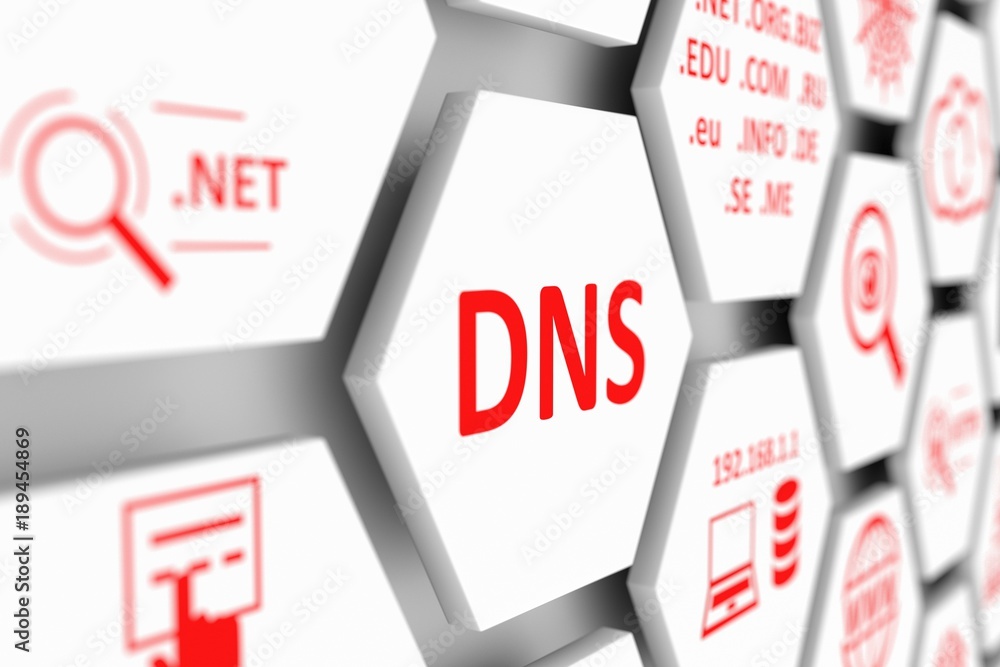 DNS concept cell blurred background 3d illustration DNS concept cell blurred background 3d illustration