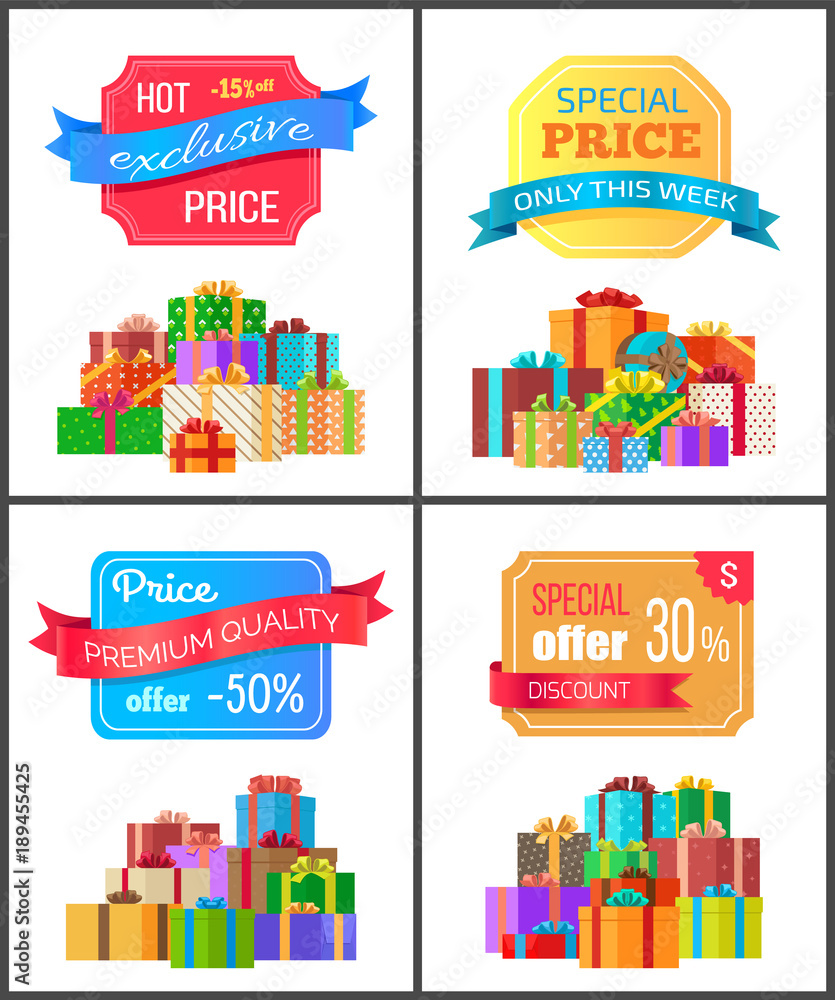 Set of Special Price Exclusive Discount Posters